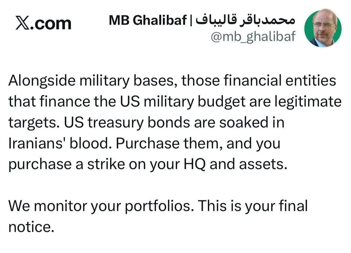 هشدار طوفانی قالیباف؛ هدف بعدی ایران حامیان مالی ماشین جنگی آمریکا خواهند بود