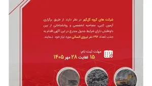 آگهی شناسایی و بکارگیری نیروی قراردادی شرکت‌های گروه گل گهر

