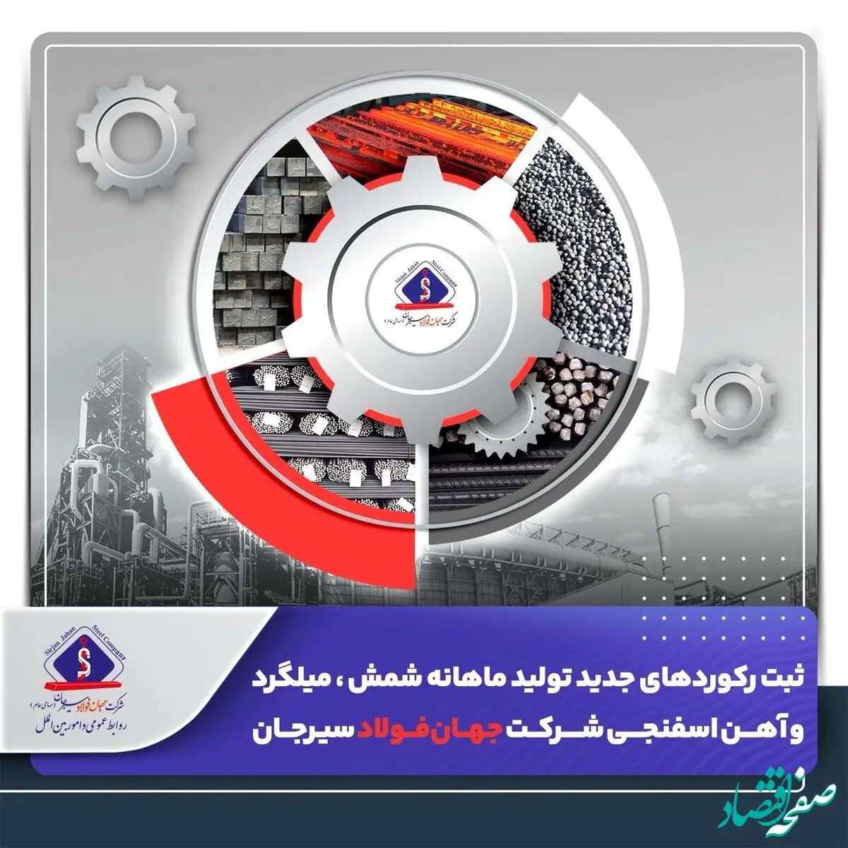 ثبت رکوردهای جدید تولید ماهانه شمش ، میلگرد و آهن اسفنجی شرکت جهان‌فولاد سیرجان
