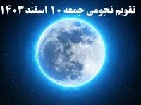 تقویم نجومی فردا ۱۰ اسفند ۱۴۰۳ / ساعات سعد و نحس جمعه ۱۰ اسفند ۱۴۰۳