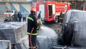 حریق تانکر حمل سوخت جان یک کارگر را گرفت