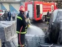 حریق تانکر حمل سوخت جان یک کارگر را گرفت