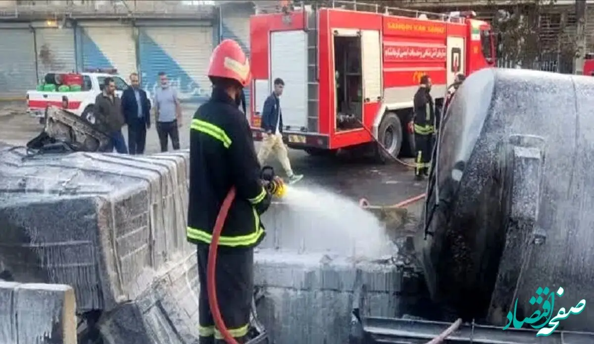 حریق تانکر حمل سوخت جان یک کارگر را گرفت