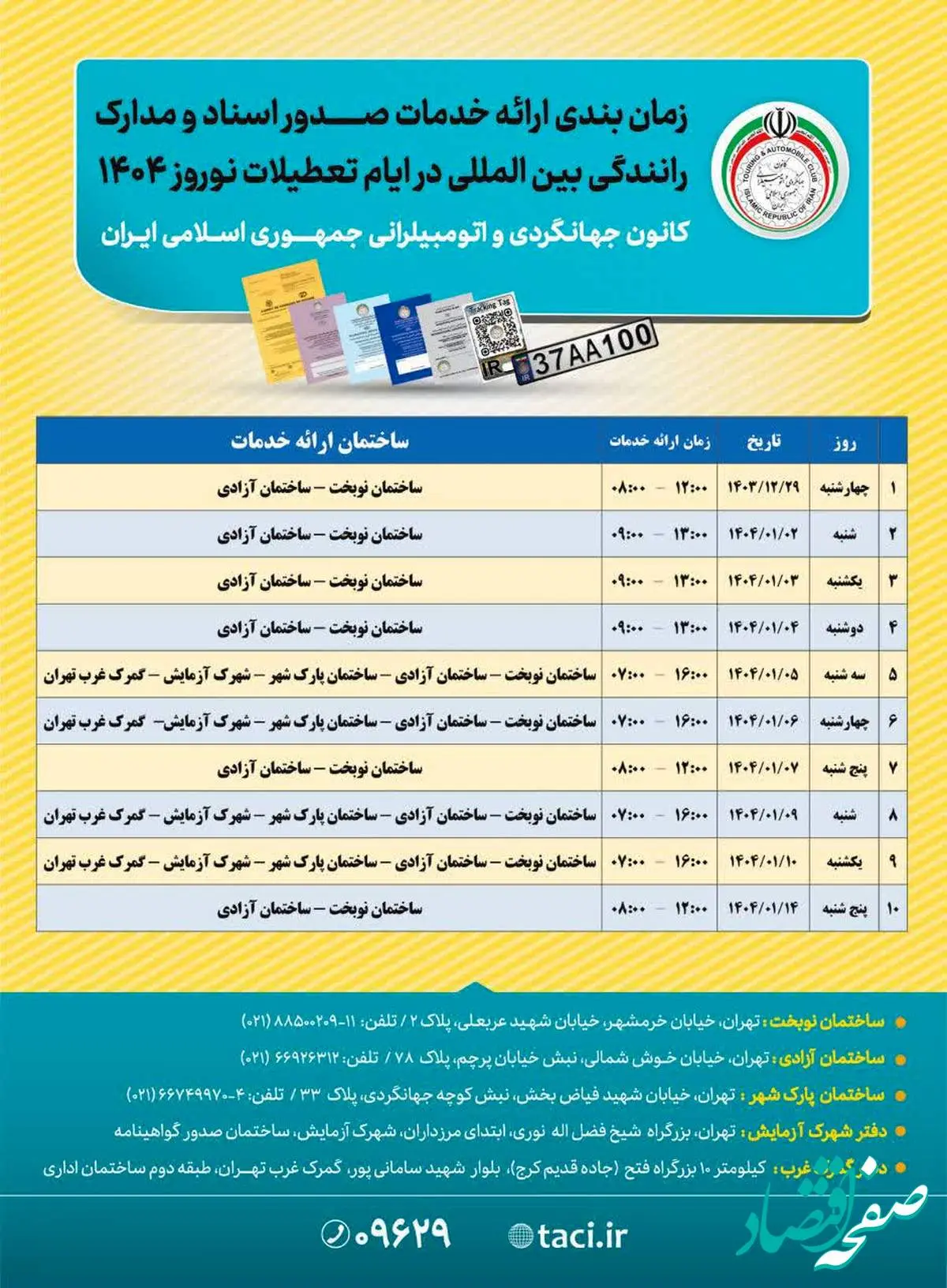 زمانبندی ارائه خدمات صدور اسناد و مدارک رانندگی بینالمللی در نوروز ۱۴۰۴ اعلام شد