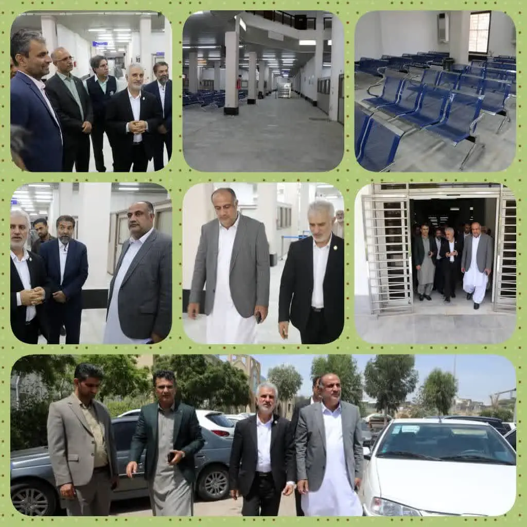 بازدید دکتر محمد سعید اربابی رئیس هیات مدیره و مدیرعامل سازمان منطقه آزاد چابهار و کاپیتان قاسم عسکری نسب مدیرکل بنادر و دریانوردی استان سیستان و بلوچستان و هیات همراه از محل سالن مسافری بندر شهید کلانتری