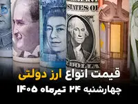 قیمت ارز دولتی امروز چهارشنبه ۲۴ تیر ۱۴۰۵ + جدول کامل نرخ ارزهای دولتی