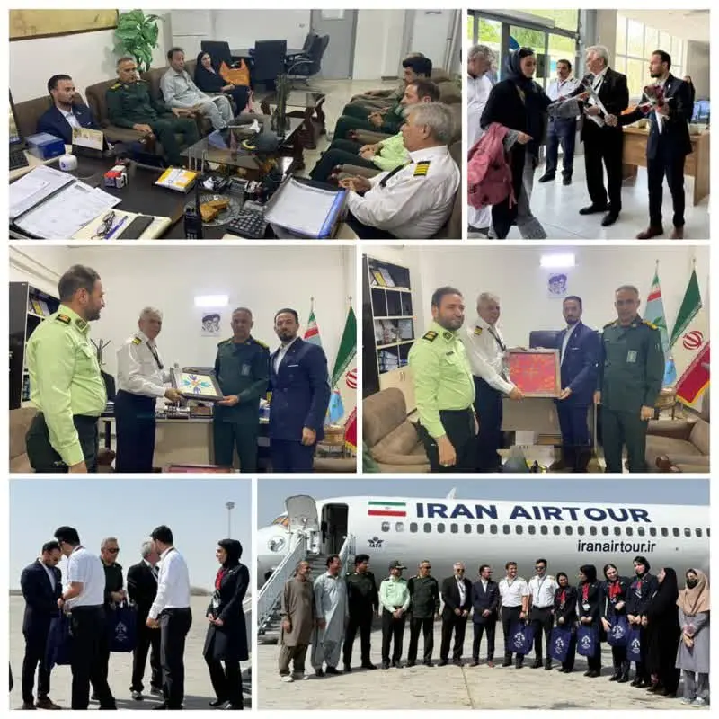 مدیر گردشگری منطقه آزاد با دسته گل به استقبال مسافران در فرودگاه چابهار رفت