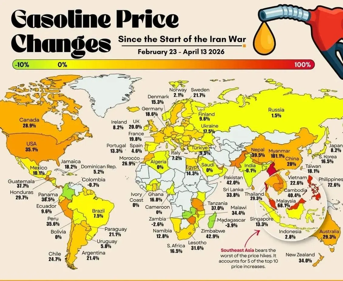 قیمت بنزین در ۱۲۸ کشور جهان گران شد + جدول