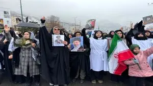 تجمع بانوان منطقه آزاد ماکو در محکومیت جنایات رژیم صهیونیستی و آمریکا