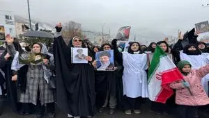 تجمع بانوان منطقه آزاد ماکو در محکومیت جنایات رژیم صهیونیستی و آمریکا