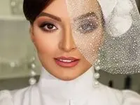 لباس عروس شیک و لاکچری بیتای آوای باران/ عکس های عروسی نیلوفر پارسا در کنار همسرش 