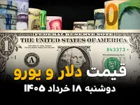 قیمت ارز آزاد امروز دوشنبه ۱۸ خرداد ۱۴۰۵ | آخرین نرخ دلار، یورو و درهم در بازار