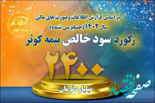 رشد چشمگیر سود خالص بیمه کوثر در سال ۱۴۰۲