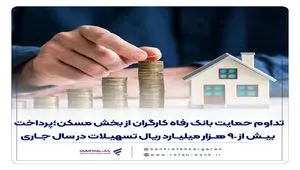 تداوم حمایت بانک رفاه کارگران از بخش مسکن؛ پرداخت بیش از 90 هزار میلیارد ریال تسهیلات در سال جاری
