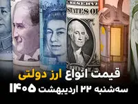 افت ناگهانی دلار و یورو در بازار ارز دولتی | جدیدترین قیمت‌ ارزهای دولتی امروز سه شنبه ۲۲ اردیبهشت ۱۴۰۵