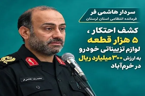 ۵ هزار قطعه لوازم تزییناتی خودرو از انبار احتکار در خرم‌آباد کشف شد