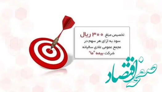 تخصیص مبلغ   ۳۰۰ ریال سود به ازای هر سهم در مجمع عمومی عادی سالیانه شرکت بیمه ما
