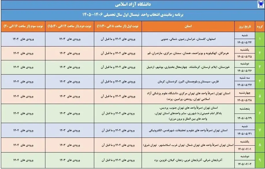امروز؛ آغاز انتخاب واحد نیمسال اول سال تحصیلی ۱۴۰۶ـ ۱۴۰۵ دانشگاه آزاد