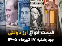 قیمت ارز دولتی امروز چهارشنبه 17 تیر 1405 | آخرین نرخ دلار و یورو دولتی