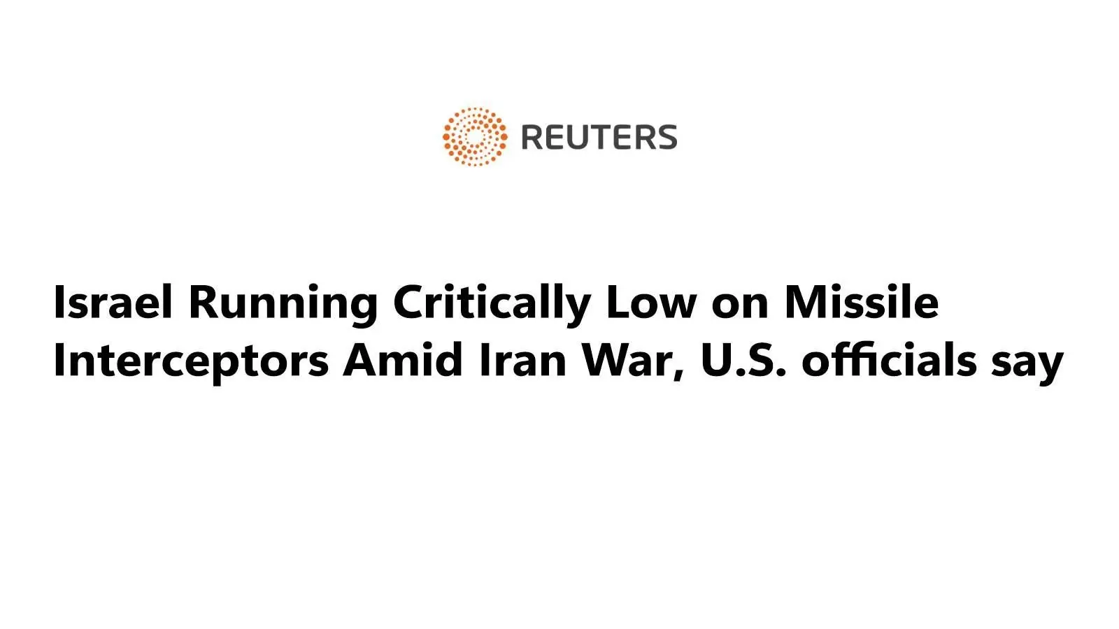 رویترز نوشت: اسرائیل با کمبود شدید موشک های پدافندی روبرو است