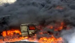 مرگ دلخراش سه کارگر راننده در لرستان بر اثر آتش گرفتن تانکر سوخت