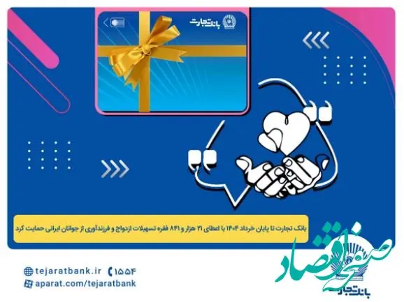 پرداخت بیش از ۴۴ هزار میلیارد ریال تسهیلات ازدواج و فرزندآوری توسط بانک تجارت تا پایان خردادماه