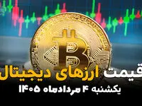 قیمت ارزهای دیجیتال امروز یکشنبه ۴ مرداد ۱۴۰۵ | بیت‌کوین، اتریوم و تتر چند؟