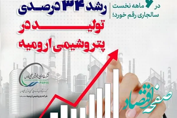 رشد ۳۴ درصدی تولید در پتروشیمی ارومیه