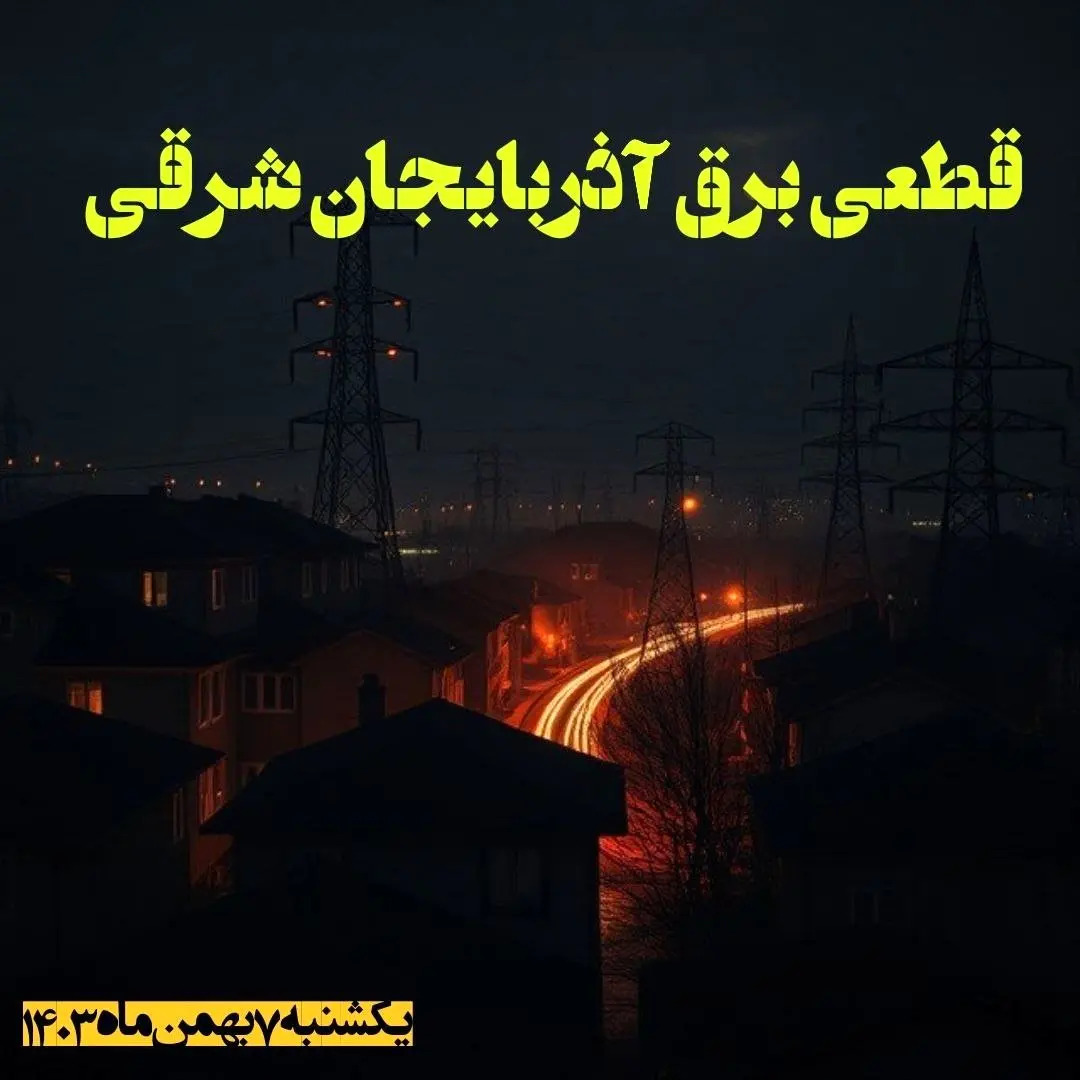 زمان قطعی برق آذربایجان شرقی یکشنبه ۷ بهمن ماه ۱۴۰۳ اعلام شد | جدول خاموشی برق تبریز ۲۴ ساعت آینده
