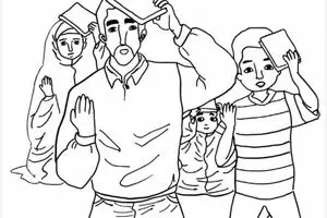 نقاشی شب قدر و شهادت امام علی (ع) به صورت کودکانه برای رنگ آمیزی و مدرسه