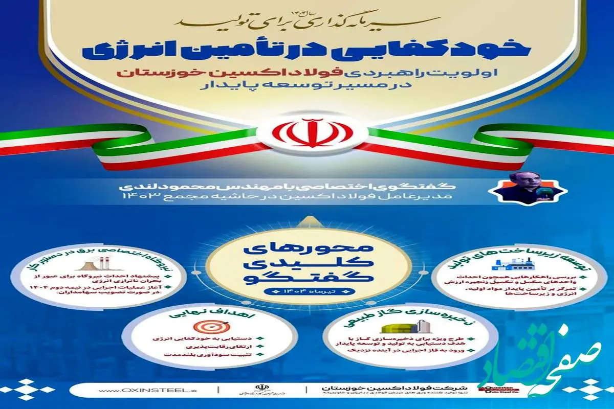 اینفوگرافی | ویژه گفت‌وگو با مدیرعامل فولاد اکسین در حاشیه مجمع ۱۴۰۳