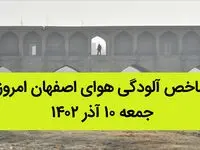 شاخص آلودگی هوای اصفهان امروز جمعه ۱۰ آذر ۱۴۰۲