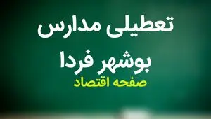 مدارس بوشهر فردا سه شنبه ۸ آبان ماه ۱۴۰۳ تعطیل است؟ | تعطیلی مدارس بوشهر سه شنبه ۸ آبان ۱۴۰۳