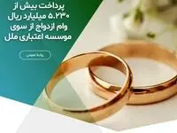 پرداخت بیش از ۵,۲۳۰ میلیارد ریال وام ازدواج از سوی موسسه اعتباری ملل