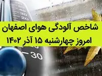 شاخص آلودگی هوای اصفهان امروز چهارشنبه ۱۵ آذر ۱۴۰۲