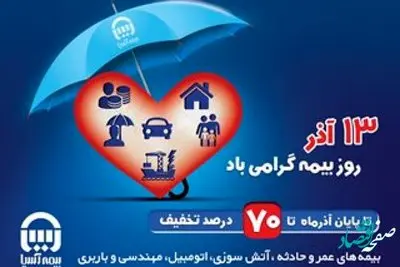 بیمه آسیا به مناسبت روز بیمه تخفیف می دهد
