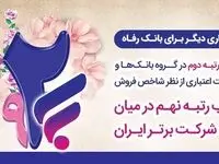بانک رفاه کارگران رتبه دوم در بین بانک‌ها و نهم در بین صد شرکت برتر ایران را کسب کرد