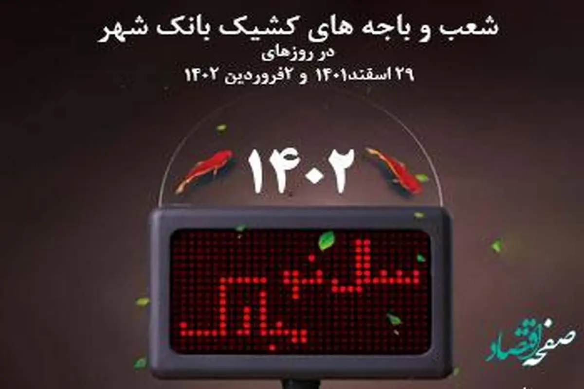 اسامی شعب کشیک بانک شهر در تعطیلات نوروز 1402 اعلام شد