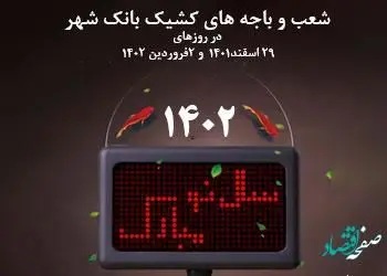 اسامی شعب کشیک بانک شهر در تعطیلات نوروز 1402 اعلام شد