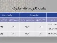ساعات کاری سامانه چکاوک بانک سینا در ایام پایانی سال اعلام شد