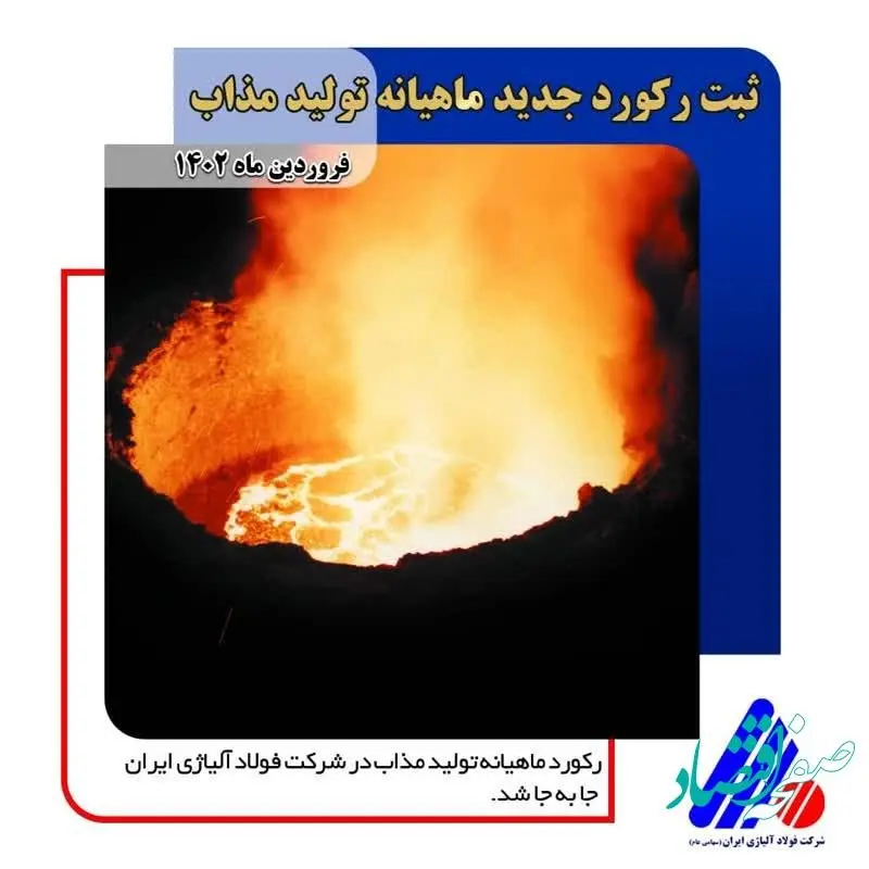 ثبت رکورد جدید ماهیانه تولید مذاب در شرکت فولاد آلیاژی ایران