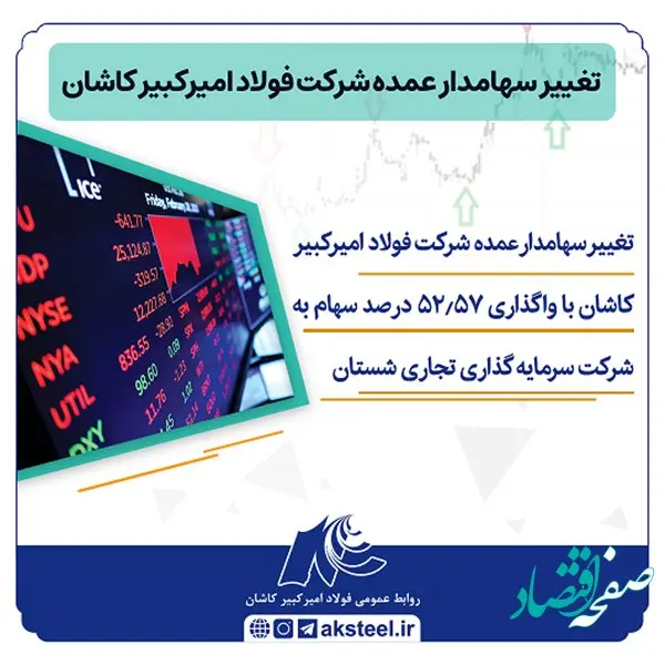 تغییر سهامدار عمده شرکت فولاد امیرکبیر کاشان