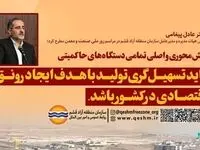 نقش محوری و اصلی تمامی دستگاه های حاکمیتی تسهیل‌گری تولید با هدف ایجاد رونق اقتصادی در کشور است