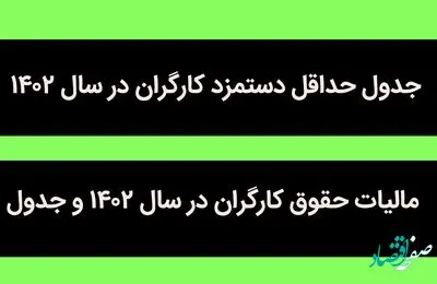جدول حداقل دستمزد کارگران در سال ۱۴۰۲ + مالیات حقوق کارگران در سال ۱۴۰۲ و جدول محاسبه آن