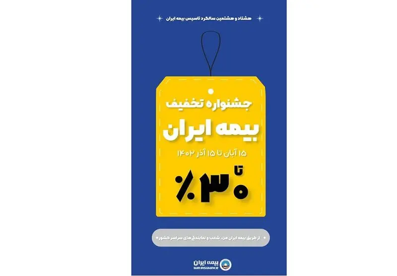 15 آبان؛ آغاز جشنواره تخفیف های گسترده بیمه ایران از 10 تا 30 درصد