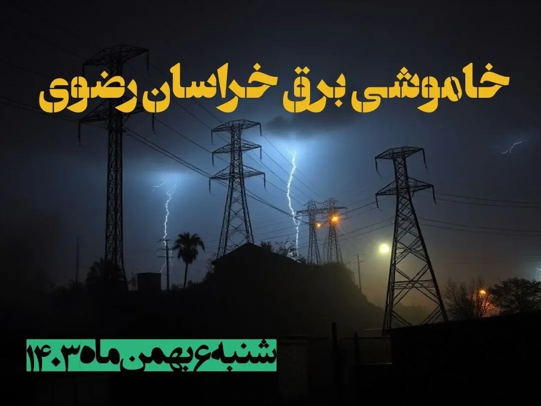 زمان قطعی برق خراسان رضوی شنبه ۶ بهمن ماه ۱۴۰۳ | جدول خاموشی برق مشهد ۲۴ ساعت آینده اعلام شد