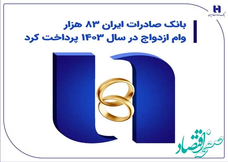 بانک صادرات ایران 83 هزار وام ازدواج در سال 1403 پرداخت کرد