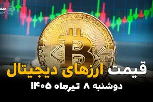 جدیدترین قیمت ارزهای دیجیتال امروز دوشنبه ۸ تیر ۱۴۰۵ | بیت‌کوین، اتریوم و تتر صعودی شدند