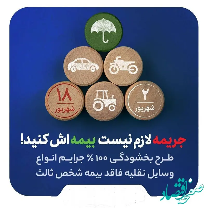 بیمه آسیا: صد درصد جرایم کلیه وسایل نقلیه موتوری زمینی فاقد بیمه‌نامه شخص ثالث به مدت ۱۷ روز بخشیده می‌شود