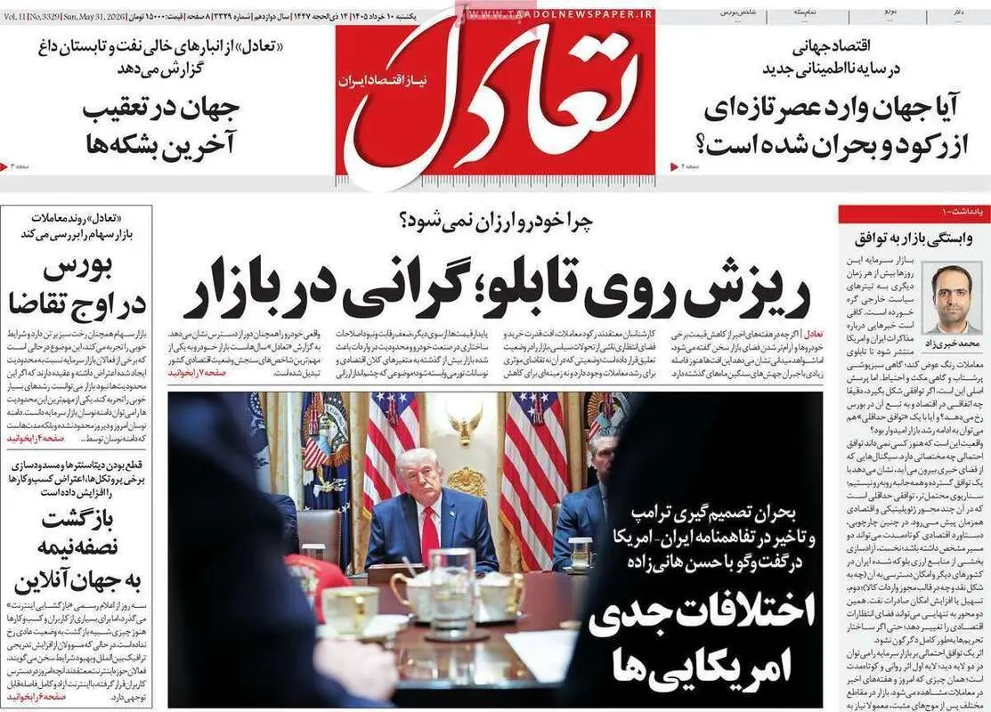 صفحه اول روزنامه‌های اقتصادی امروز 10 خرداد